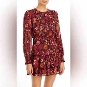 Aqua Metallic Floral Mini Dress - Size XS